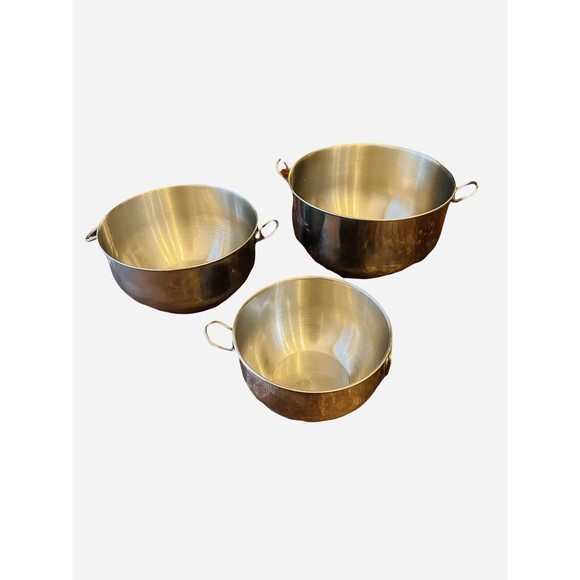 Kitchen Farberware Stainless Steel Mixing Bowls Double Thumb Ring Nesting Set Of 3 Vguc Poshmark